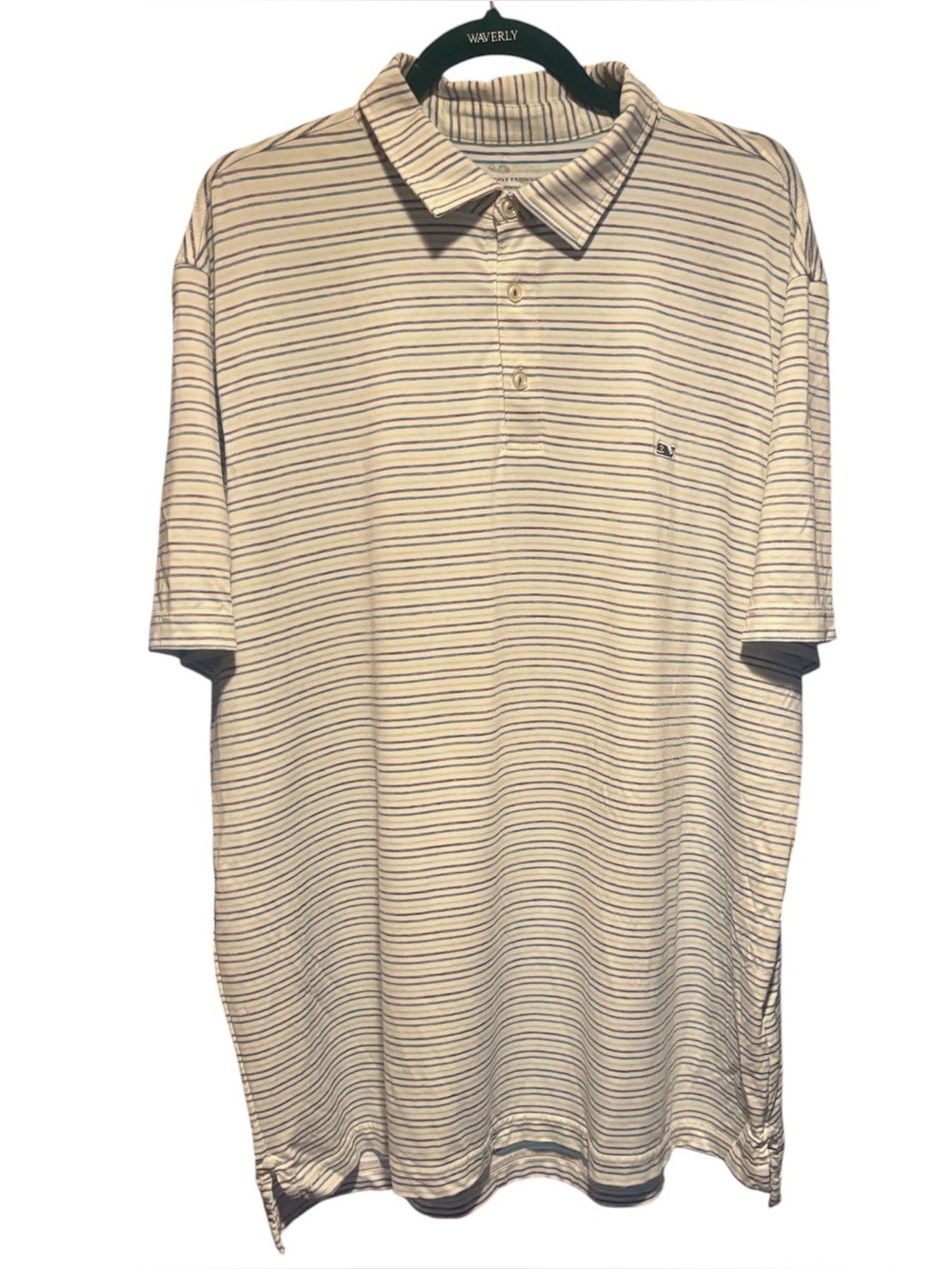 Vineyard Vines Polo Shirt Mens XXL Blue White Striped Classic Fit